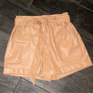 ILLA ILLA Tan Faux Leather Shorts Size Medium